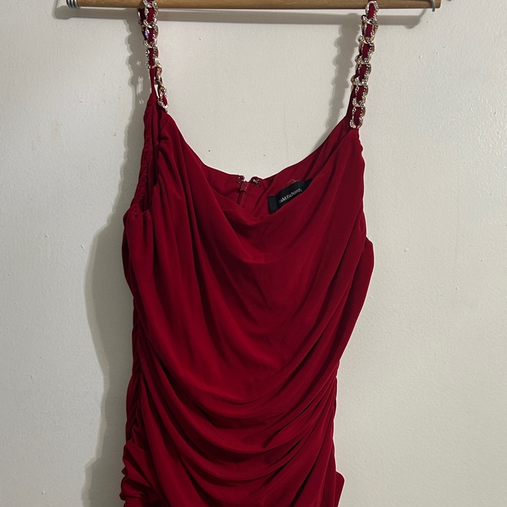 R & M Richards Red Draped Dress